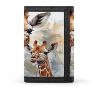 FekiLoot Watercolor Deer Giraffe Wallet for Men Slim Minimalist Trifold Wallet with ID Window And Credit Card Holder