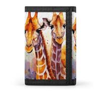 FekiLoot Watercolor Giraffes Wallet Compact Blocking Trifold Wallets with Zipper Minimalist Purse Wallet Credit Card Holder