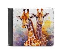 FekiLoot Watercolor Giraffes Wallet Fashionable Slim Leather Wallet with Multiple Card Slots And Hidden Compartments Wallets