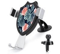 FekiLoot Watercolor Monstera Pattern Car Phone Holder,Adjustable Easy Clamp Car Phone Mount for Your Cars Models with Dashboard Vent,Phone Holders for Your Car with Metal Hook Clip