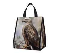 FekiLoot Watercolor of Hawk Sitting in The Tree Lunch Bag Insulated Lunchbox Bag Reusable Leakproof Tote Women Stylish Lunchboxs Bag for Women Men Work Office Travel