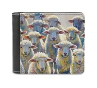 FekiLoot Watercolor Sheeps Wallet Large Capacity Slim Bifold Wallet with Multiple Card Slots PU Leather Men Purse