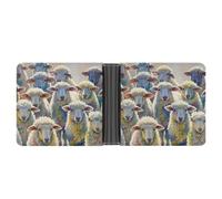 FekiLoot Watercolor Sheeps Wallet Slim PU Bifold Design Wallet with Multiple Card Slots Wallets Extra Capacity Pocket Wallets