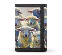 FekiLoot Watercolor Sheeps Wallet Slim Trifold Wallets with Multiple Card Slots Credit Card Holder Pocket Coin Purse