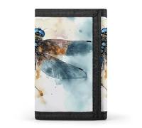 FekiLoot Watercolour Dragonfly Wallet Compact Blocking Trifold Wallets with Zipper Minimalist Purse Wallet Credit Card Holder
