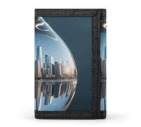 FekiLoot Waterdrop City Reflection Slim Wallet Trifold Wallet Credit Card Holder Wallets Stylish Money Clip for Men Women