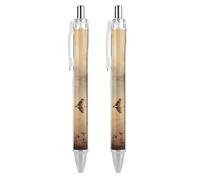 FekiLoot Waterside Bird Painting Ballpoint Pens Retractable Black Ink Ballpoint Pens 0.5mm Medium Point Smooth Writing Pattern Pen with Super Soft Grip Cute Work Supplies for Men Women 2 PCS