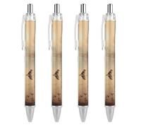FekiLoot Waterside Bird Painting Ballpoint Pens Retractable Black Ink Ballpoint Pens 0.5mm Medium Point Smooth Writing Pattern Pen with Super Soft Grip Cute Work Supplies for Men Women 4 PCS