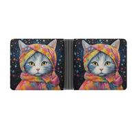 FekiLoot Wearing A Headscarf Leather Wallet Double-Sided Different Images Bifold Wallet Ultra Strong Stitching Slim Wallets