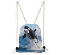 FekiLoot Whale Drawstring Backpack Sports Gym Bag Drawstring Bags Foldable Backpack for Women Men