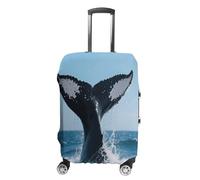 FekiLoot Whale Tail Travel Luggage Cover Stretchable Airplane Suitcase Protector Sleeve Universal Washable Fit for 19-32 Inch Checked Baggage,Water Resistant Durable Luggage Protector, white, Small