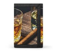 FekiLoot Whisky And Cigar Wallet Slim Trifold Wallets with Multiple Card Slots Credit Card Holder Pocket Coin Purse