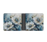 FekiLoot White And Light Blue Leather Wallet Double-Sided Different Images Bifold Wallet Ultra Strong Stitching Slim Wallets