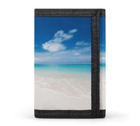 FekiLoot White Beach Tropical Sea Men's Wallet Extra Capacity Trifold Wallet Thin & Stylish Trifold Card Holder with ID Window