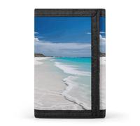 FekiLoot White Beach Wallets Exquisite Trifold Wallet Front Pocket Wallet with Zipper Keychain Coin Purse Credit Card Holder for Adult