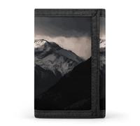 FekiLoot White Black Mountain Under The Sky Men's Wallet Extra Capacity Trifold Wallet Thin & Stylish Trifold Card Holder with ID Window