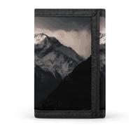 FekiLoot White Black Mountain Under The Sky Trifold Wallet Slim Credit Card Holder Stylish Trifold Billfold Minimalist Front Pocket Friendly Purses