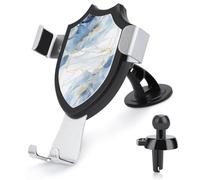 FekiLoot White Blue Marble Car Phone Holder Mount Strongest Suction & Clip Cell Phone Mount for Dashboard Windshield Vent Fits 4-6" Phones (Straight Vent Only)