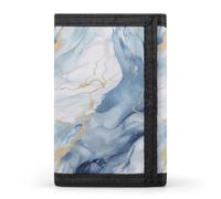 FekiLoot White Blue Marble Wallet for Men Slim Minimalist Trifold Wallet with ID Window And Credit Card Holder