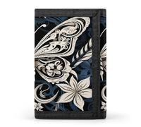 FekiLoot White Butterflies And Tribal Men's Wallet Extra Capacity Trifold Wallet Thin & Stylish Trifold Card Holder with ID Window