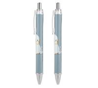 FekiLoot White Duck Ballpoint Pens Retractable Black Ink Ballpoint Pens 0.5mm Medium Point Smooth Writing Pattern Pen with Super Soft Grip Cute Work Supplies for Men Women 2 PCS