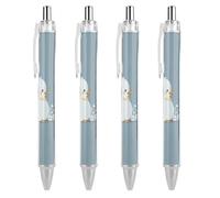 FekiLoot White Duck Ballpoint Pens Retractable Black Ink Ballpoint Pens 0.5mm Medium Point Smooth Writing Pattern Pen with Super Soft Grip Cute Work Supplies for Men Women 4 PCS