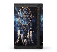 FekiLoot White Fantasy Dream Catcher Wallets Exquisite Trifold Wallet Front Pocket Wallet with Zipper Keychain Coin Purse Credit Card Holder for Adult