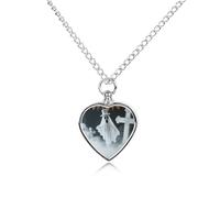 FekiLoot White Ghost Urn Necklaces for Ashes Personalized Human Pet Cremation Jewelry Keepsake Locket Heart Pendant with Filling Kit Memorial Gift for Dog Cat Lover Women Men