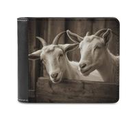 FekiLoot White Goat PU Leather Wallet Bifold Wallet Front Pocket Wallets Fashion Purse Slim Billfold Credit Card Holder