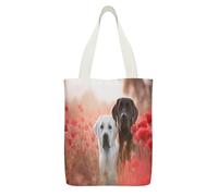 FekiLoot White Labrador Canvas Tote Bag Lightweight Medium Reusable Grocery Shopping Cloth Bag Multi-Purpose Tote Bags with Zipper Inner Pocket Large Capacity Shopping Bags