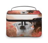 FekiLoot White Labrador Makeup Bag Large Capacity Travel Cosmetic Bag Lightweight Hand-held Toiletry Bags Portable Cosmetic Pouch Cute Make Up Pouch for Women