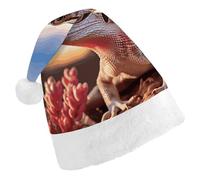 FekiLoot White Lizard Santa Hat Comfortable Soft Christmas Hat Reusable Christmas Cap for Adults for Xmas And New Year Holiday Party Supplies