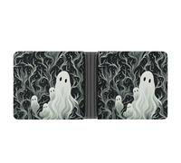 FekiLoot White Patterned Ghost Leather Wallet Mens Bifold Wallets Travel Cash Credit Card Holder Womens Minimalist Purse