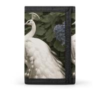 FekiLoot White Peacock Wallet Compact Blocking Trifold Wallets with Zipper Minimalist Purse Wallet Credit Card Holder