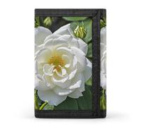 FekiLoot White Rose Wallet Men's Trifold Wallet Extra Capacity Credit Card Holder Cards Purse Front Pocket