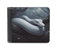 FekiLoot White Snake PU Leather Wallet Bifold Wallet Front Pocket Wallets Fashion Purse Slim Billfold Credit Card Holder