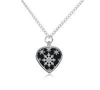 FekiLoot White Snowflake Urn Necklaces for Ashes Personalized Human Pet Cremation Jewelry Keepsake Locket Heart Pendant with Filling Kit Memorial Gift for Dog Cat Lover Women Men