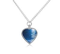 FekiLoot White Snowflakes Are Falling Urn Necklace for Ashes Heart Cremation Jewelry Memorial Keepsake Pendant Locket Ash Holder Memory Jewelry for Women Men to Hold Ashes of Loved Ones