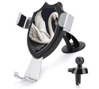 FekiLoot White Swan Car Phone Mount for Dashboard/Vent/Windshield Auto-Clamping Gravity Sensor Truck Stand Cradle 90° Rotation Phone Holder Fits 4-6" Phones