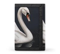 FekiLoot White Swan Trifold Wallet Slim Minimalist Front Pocket Men's Passcase Wallet Credit Card Holder