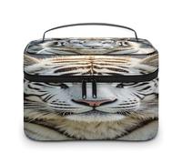 FekiLoot White Tiger Makeup Bag Large Capacity Travel Cosmetic Bag Lightweight Hand-held Toiletry Bags Portable Cosmetic Pouch Cute Make Up Pouch for Women