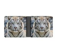 FekiLoot White Tiger Wallet Slim Leather Bifold Wallet Extra Capacity Wallets with Multiple Card Slots Men Billfold