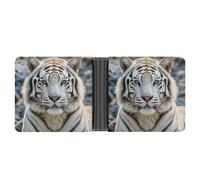 FekiLoot White Tiger Wallet Slim PU Bifold Design Wallet with Multiple Card Slots Wallets Extra Capacity Pocket Wallets