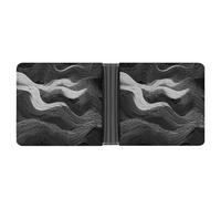 FekiLoot White Wave Pattern Leather Wallet Double-Sided Different Images Bifold Wallet Ultra Strong Stitching Slim Wallets