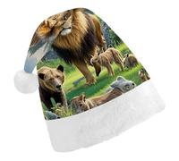 FekiLoot Wild Animals Christmas Hat Funny Adults Santa Hats Unisex Comfort Xmas Hats for New Year Party Headwear