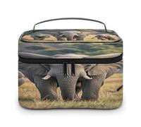 FekiLoot Wild Animals Elephants Makeup Bag Large Capacity Travel Cosmetic Bag Lightweight Hand-held Toiletry Bags Portable Cosmetic Pouch Cute Make Up Pouch for Women