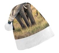FekiLoot Wild Animals Elephants Santa Hat Unisex Adult Warm Santa Hats Classic Interesting Comfort Christmas Cap with Plush Brim And Liner for Christmas New Year Holiday Party Supplies