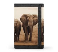 FekiLoot Wild Animals Elephants Wallet Compact Blocking Trifold Wallets with Zipper Minimalist Purse Wallet Credit Card Holder