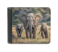 FekiLoot Wild Animals Elephants Wallet Large Capacity Slim Bifold Wallet with Multiple Card Slots PU Leather Men Purse