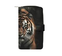 FekiLoot Wild Animals Tiger Wallet Large Capacity Travel Double Fold Wallets Portable Zipper Leather Purse for Women Men